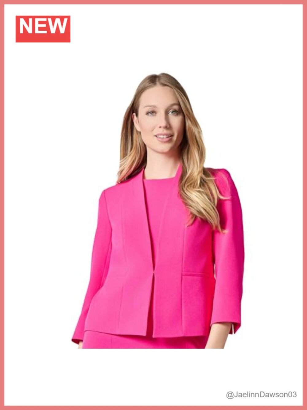 Women's Open Front Crepe Blazer 3/4 Sleeve Slim Fit Suiting Jacket